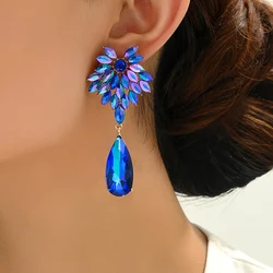 Elegant Leaves Teardrop Dangle Earrings For WomLuxury Design Sparkly Crystal Original Funny Wedding Party Pendant Jewelry Gift