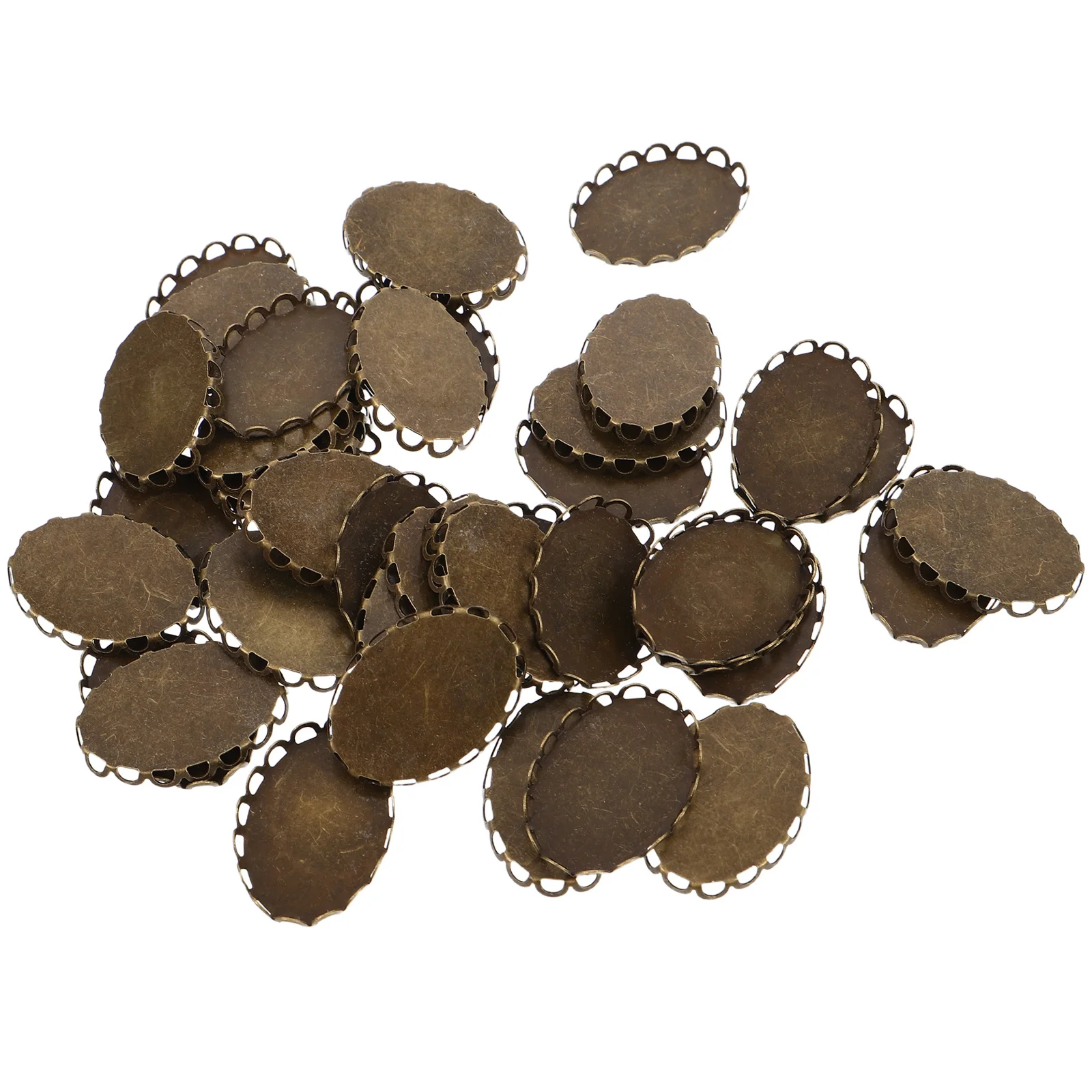 

40Pcs Copper Oval Bezel Tray Blank Cabochon Settings Hollow Edge Jewelry Making Supplies Hairpin Brooch Base DIY