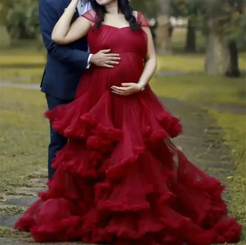 Maternity Gown Lace Maxi Dresses Women Clothes Photography Pregnancy Dress For Photo Shoot fluffy