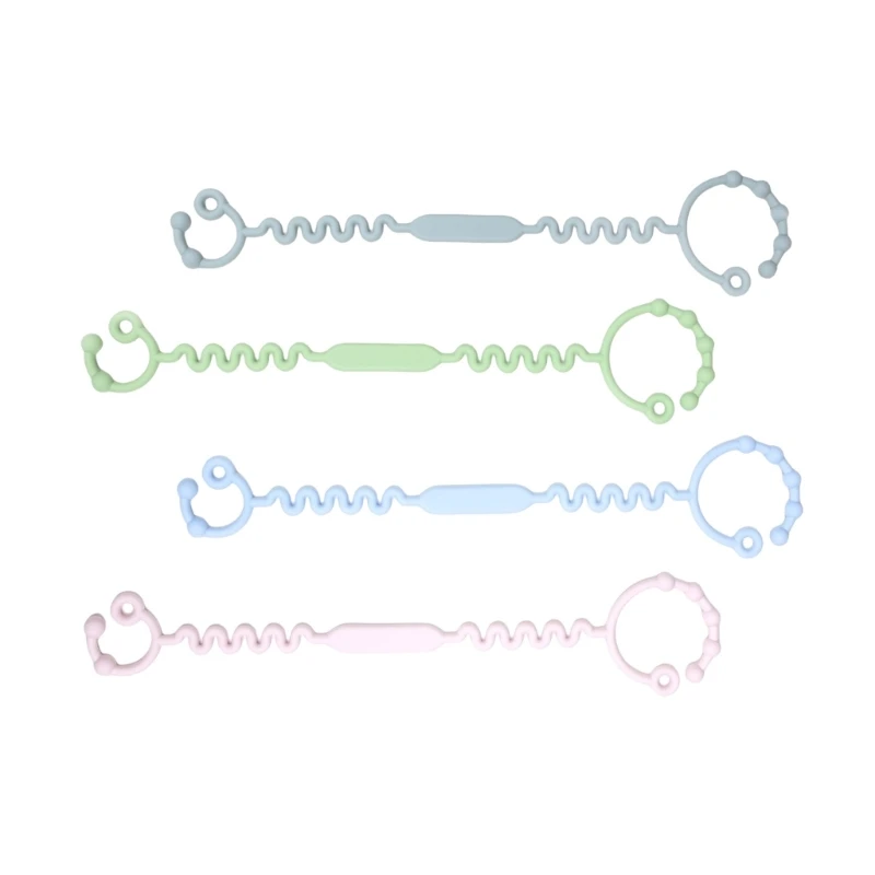 4 szt. Regulowane silikonowe paski do zabawek Gryzak i uchwyt na smoczek Silikonowa butelka Kubek i zabawki Bezpieczne paski do
