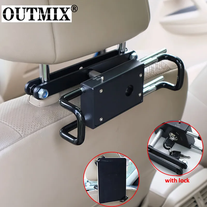 Car Tablet Holder Headrest with Lock Tablet Mount Headrest Stand Cradle Compatible With Devices For Ipad Air Mini 4.7-13