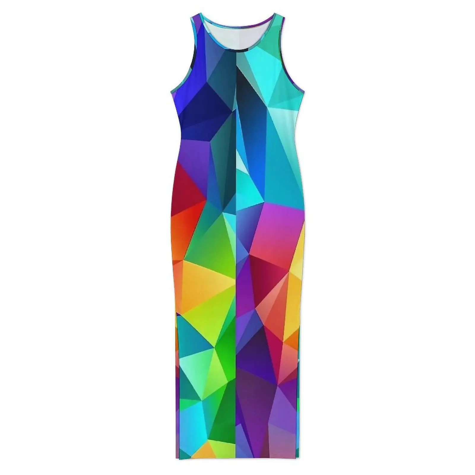 Womens Contrast Color Dress Colorful Geometry Street Style Bodycon Dress Holiday Club Sexy Maxi Dresses Big Size Vestido