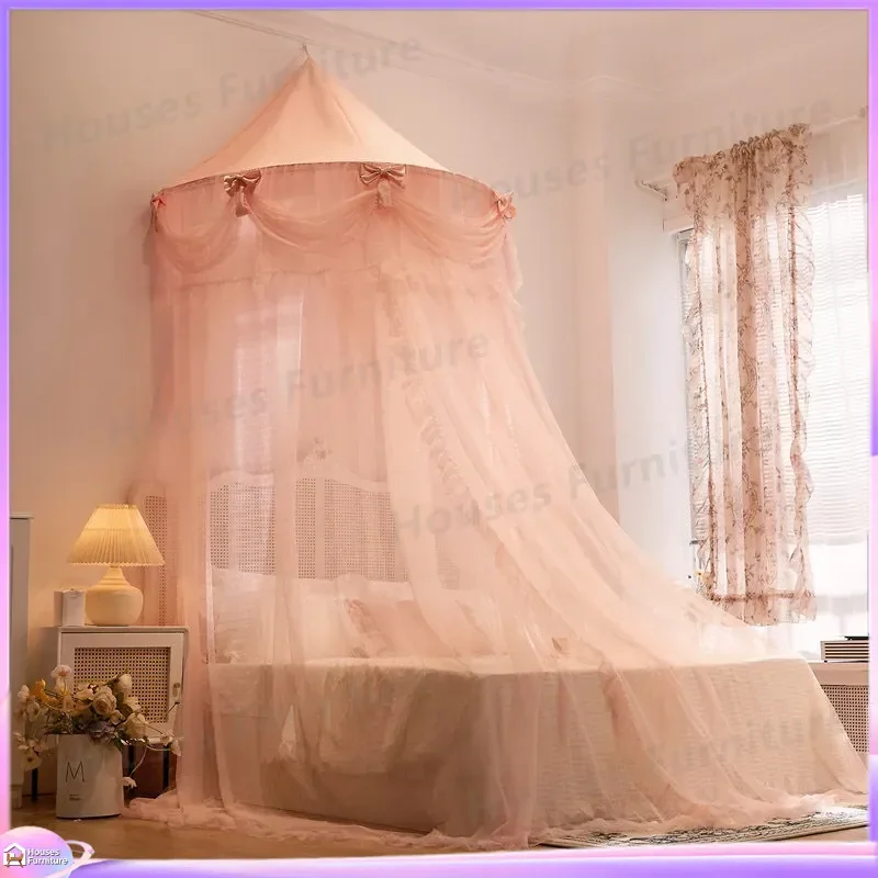 Semi-round girl ceiling mosquito net hook free punching installation foldable princess beautiful romantic wind floor mosquito