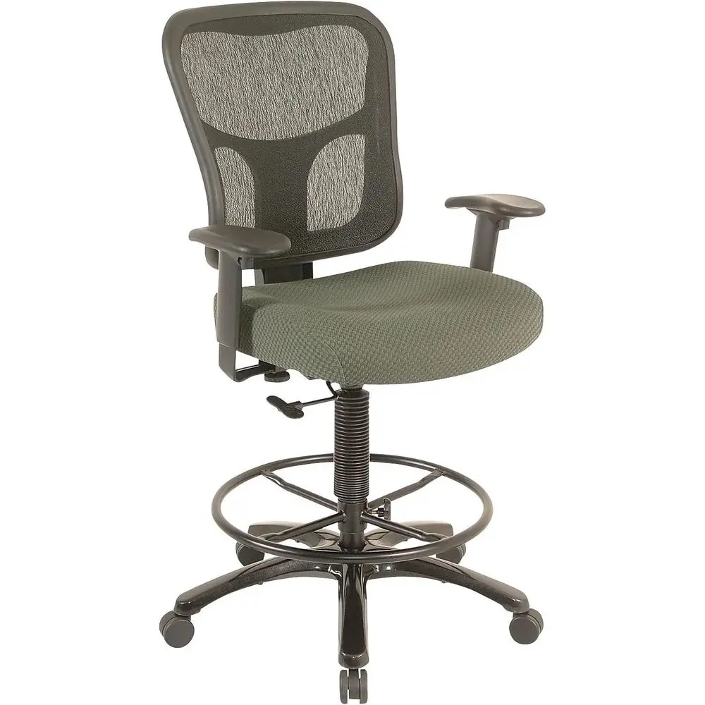 Ergonomic Fabric-Back Drafting Stool in Olive