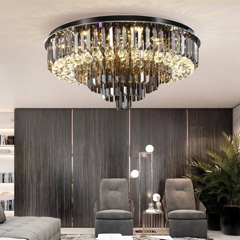 Modern Led Crystal Ceiling Chandelier For Living Room Ceiling Lamp Round Luxury Lighting Fixture Modern Crystal Lights