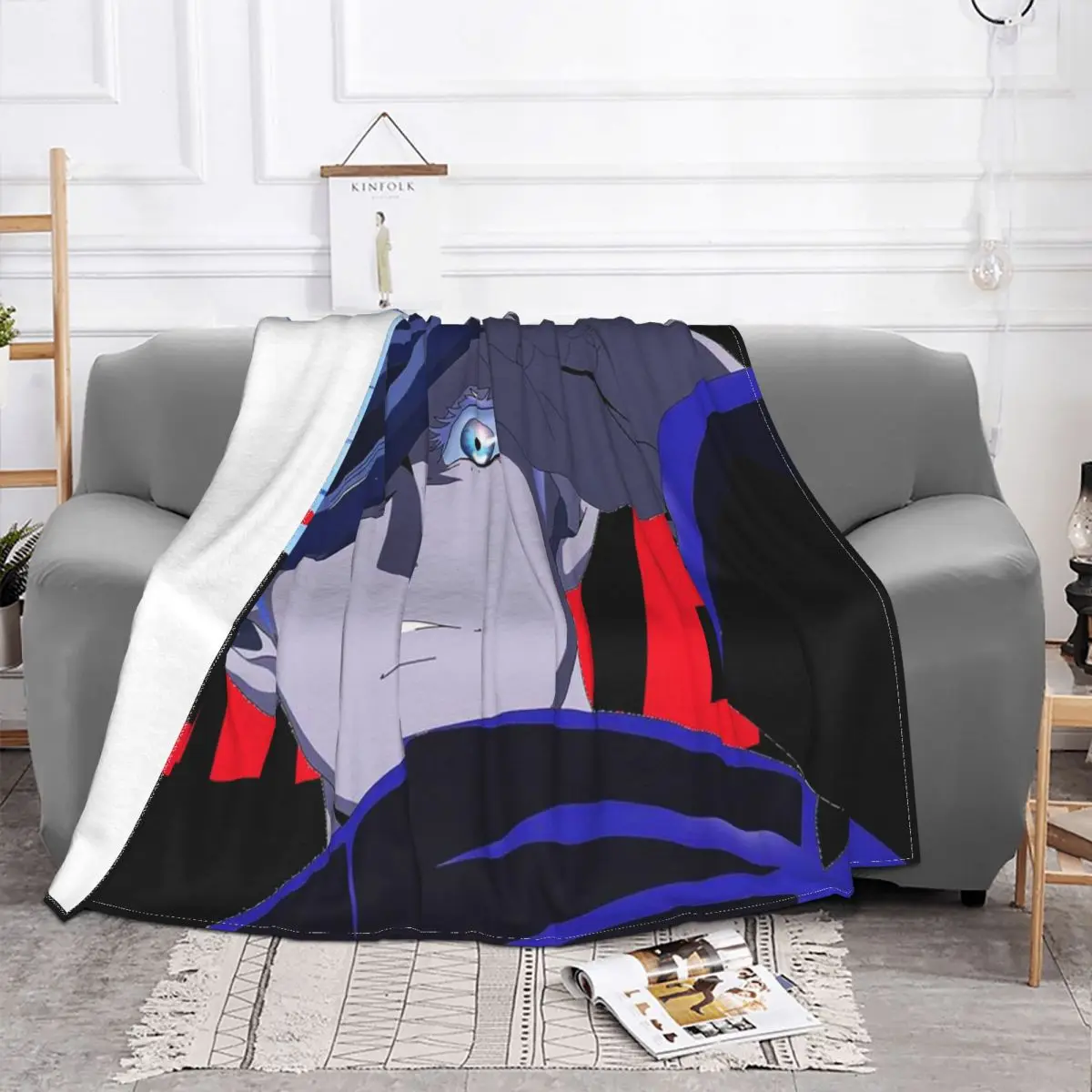 Gojo Satoru Blankets Flannel Summer Jujutsu Kaisen Anime Portable Warm Throw Blanket for Sofa Travel Quilt