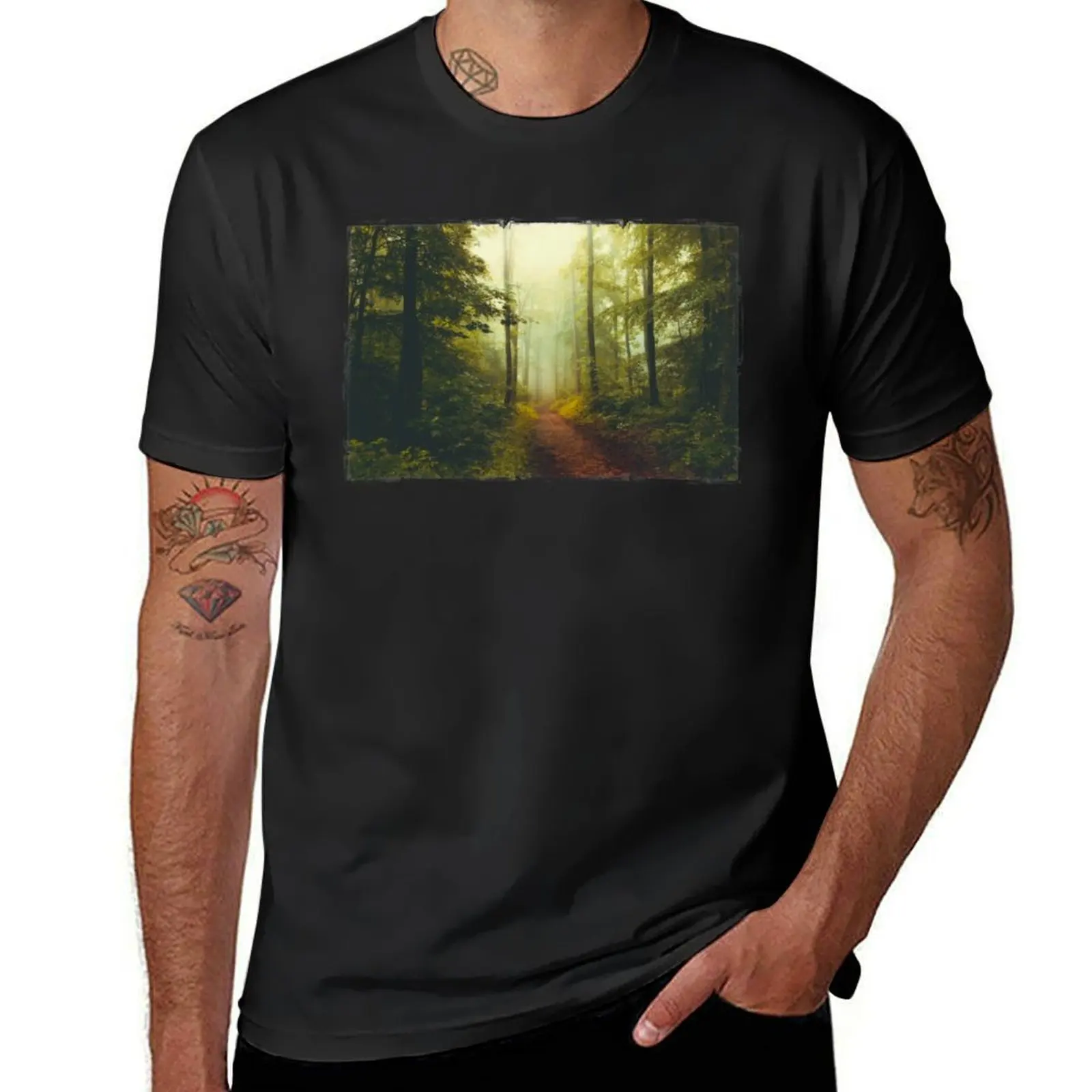 

deeper and deeper - misty spring forest T-Shirt Short sleeve tee customs design your own mens champion t shirts