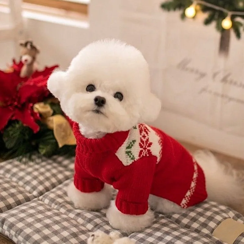 Autumn Winter Pet Festive Spring Festival Christmas Two-Legged Sweater Small And Medium-Sized Dog Warm Knit Clothes