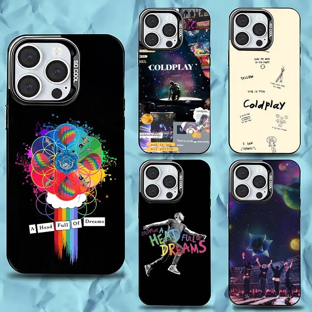 

C-Coldplay Band Phone Case For iPhone 17,16,15,14,13,12,11,Pro,Max,Plus,Mini,XS,SE Anti Fall Black Matte Hard Bumper