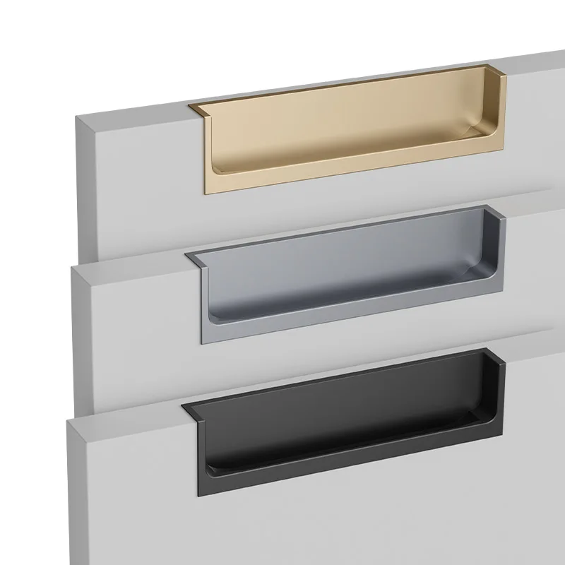 Light Luxury Hidden Door Handle Dark Button Handle Skin Texture Slotted Embedded Cabinet Door Handle Drawer Cabinet Door Handle