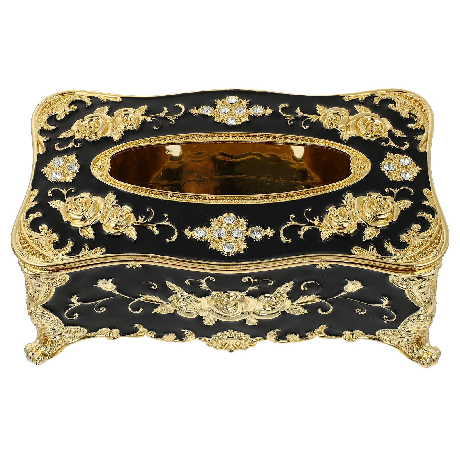 

1pc Acrylic Tissue Napkin Holder for European Style Tissue Box Home Office Black Gold Embossed Elegant Decor Bathroom Table Desk