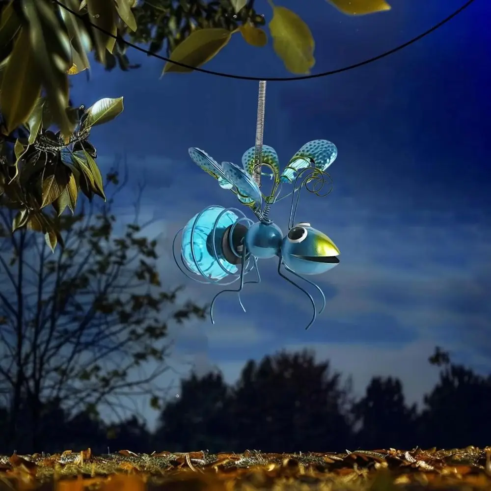 Creative Solar Iron Insect Statue Iron Art 3D Simulation LED Hanging Butterfly Lamp Waterproof Metal Solar Powered Insect Lamp