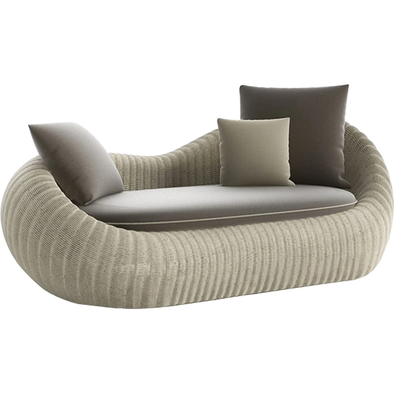 

Outdoor rattan sofa circular open-air balcony courtyard garden swimming pool villa waterproof and sunscreen hotel bed
