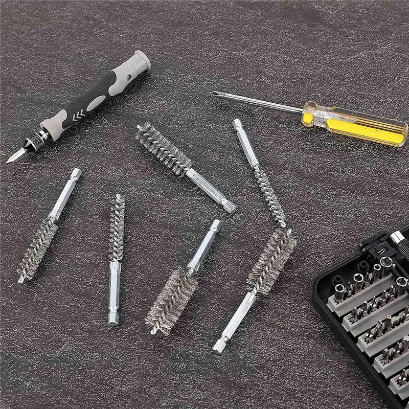 AC88 12 Pcs Stainless Steel Wire Bore Brush Set, Twisted Drill Brush for Cleaning for Golf Clubs, Power Drill Impact Driver