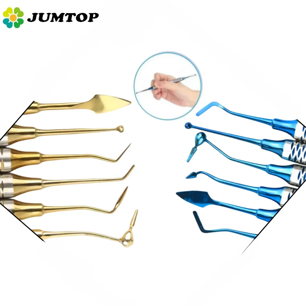 

6PCS Dental Composite Filling Set - Titanium Plated Spatula with Thick Handle for Resin Restoration and Dentistry Materials