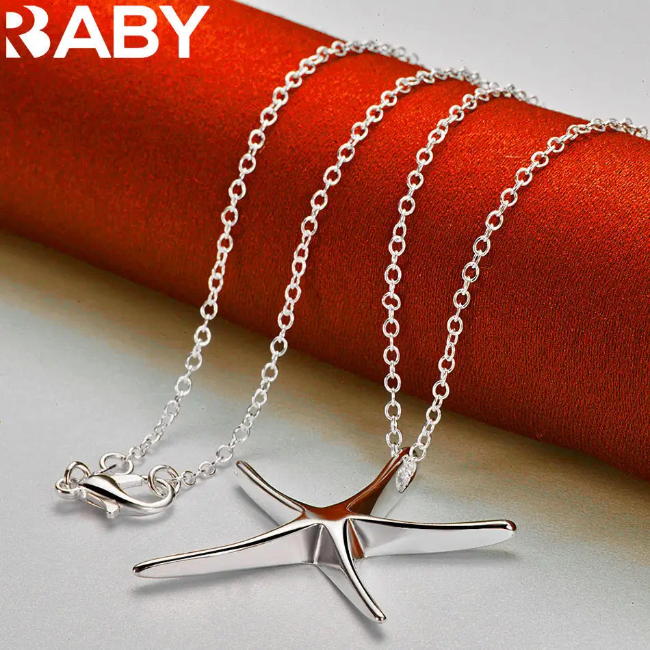 URBABY 40-75cm 925 Sterling Silver Star Pendant Necklace For Women Men Creativity Gifts Street All-match Party And Daily Wear