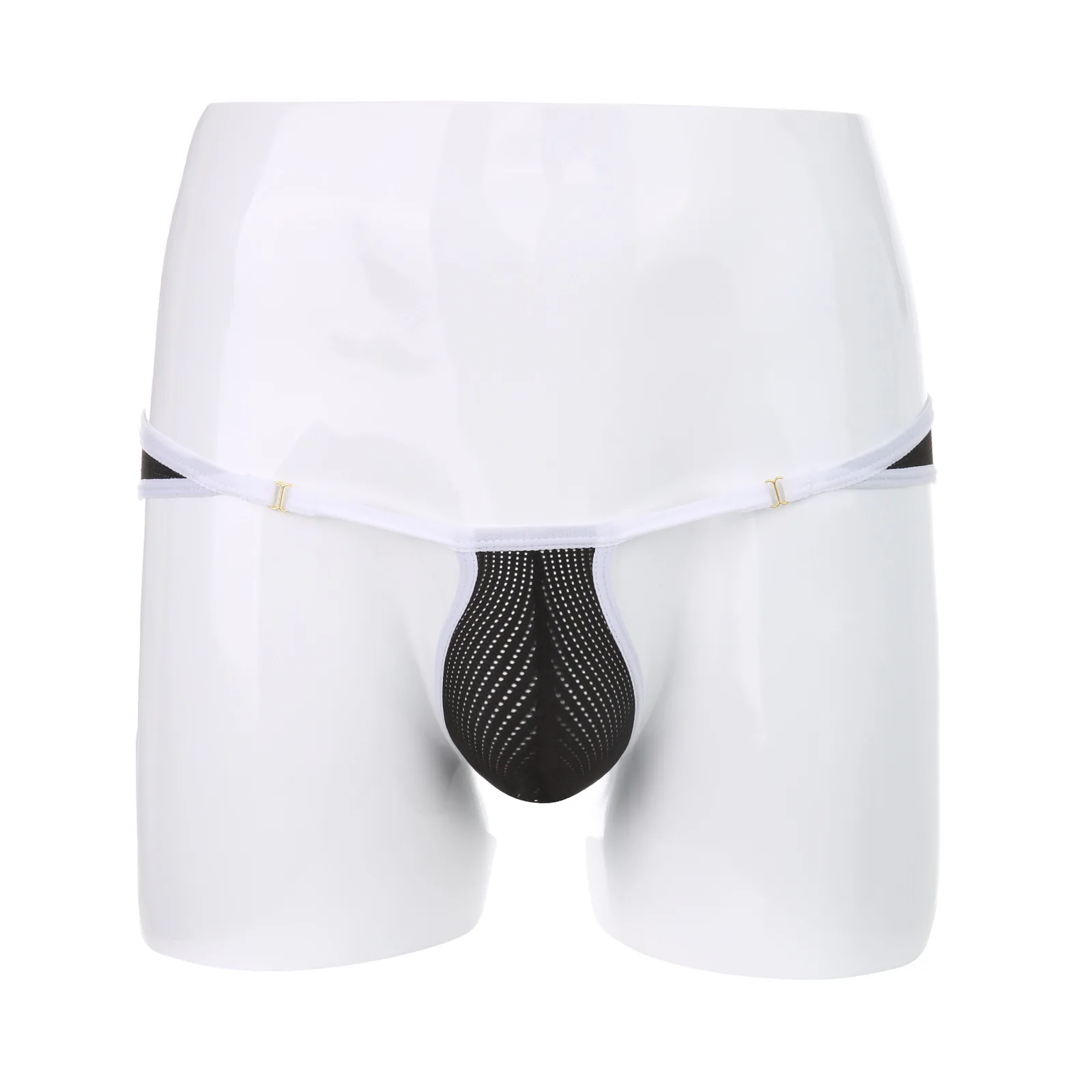 

Mesh High Fork Brief for Men Sexy U Convex Pouch Tangas Elastic Breathable Thin Comfortable Gays Erotic Underpants Mental Buckle