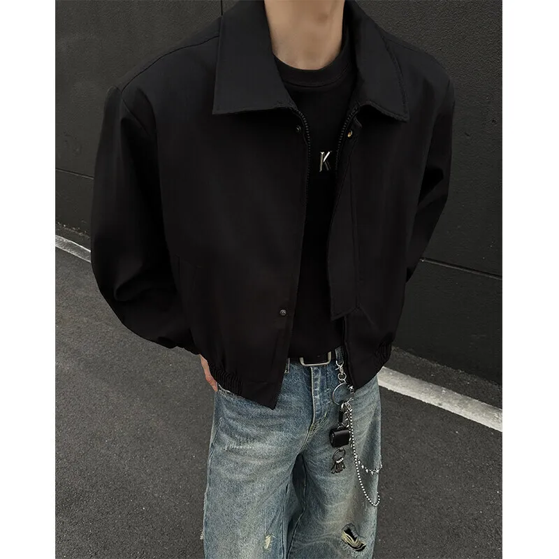 Spring Short Jacket Men Fashion Black Casual Jackets Men Streetwear Korean Loose Bomber Jacket Mens Motorcycle Jacket M-3XL