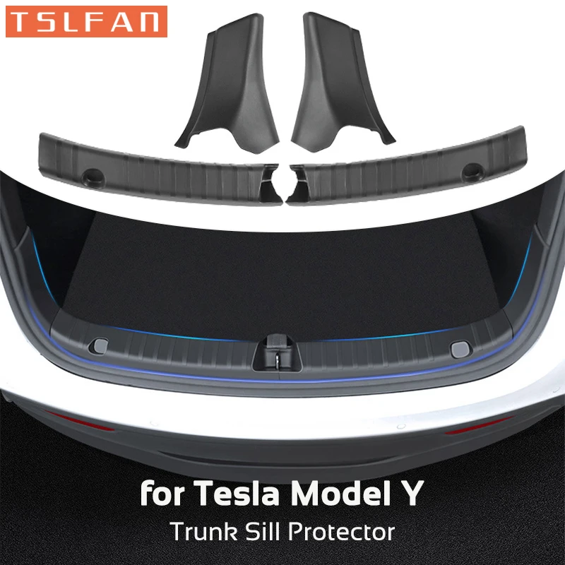 For Tesla Model Y Rear Trunk Sill Protector Anti-Scratch Bumper Guards Plates Cover Sides Bars Fender Car Accessories