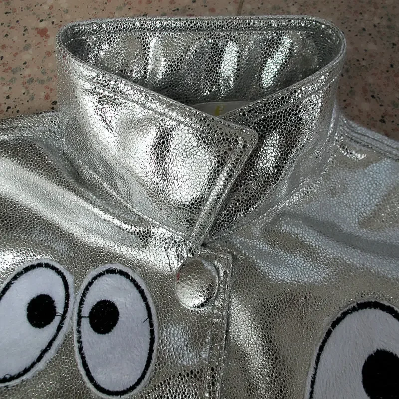 Costumi Hip Hop per adulti Manica lunga Pelle laser Argento Giacche corte Giacca rock Giacca da ballo jazz Rave Outfit XS1742