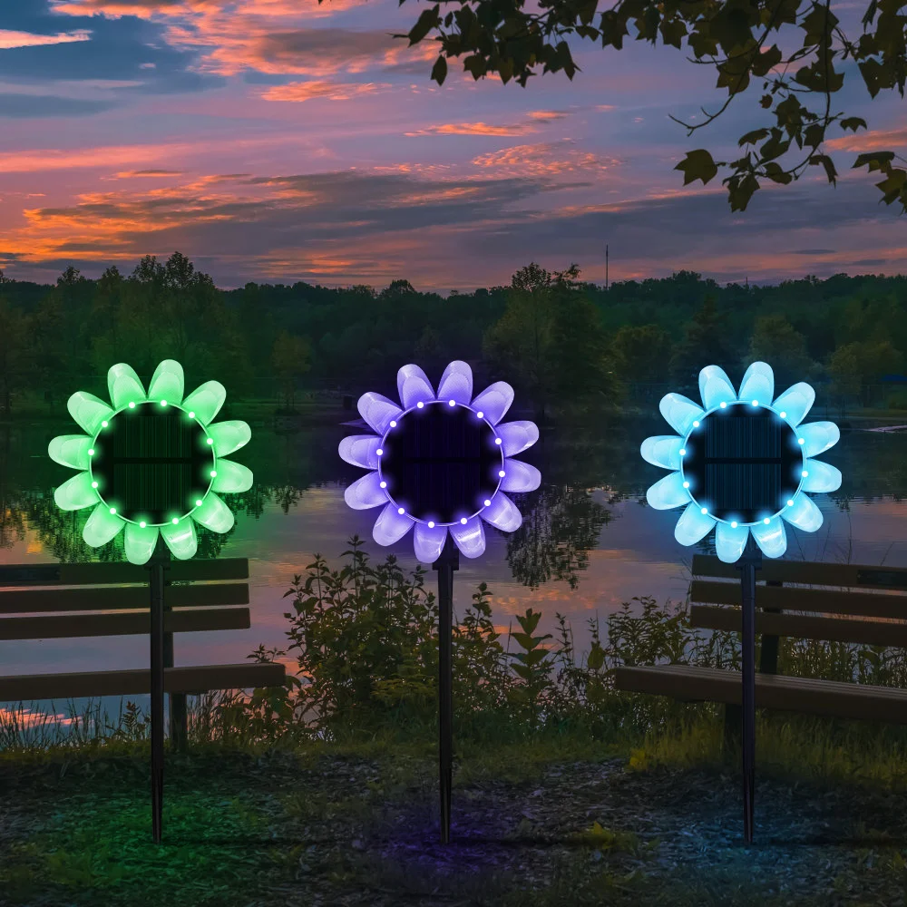 Solar Sunflower Lights Outdoor Garden Decorative LED Light Solar Panel Waterproof Flower Lamp for Swimming Pool lawn Garden Deco