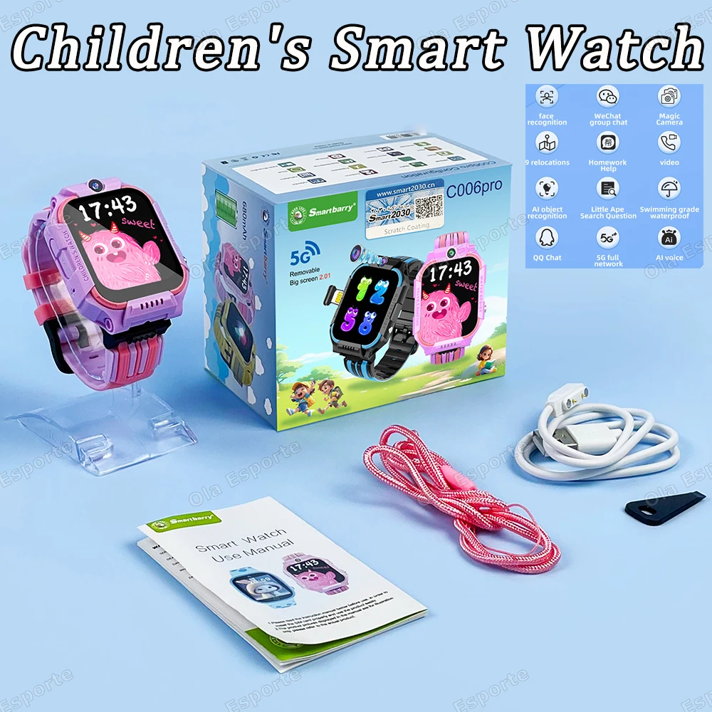 New Kids 5G Smart Horloge SOS GPS + BDS/GLONASS Locatie Telefoontje Camera Kind Smartwatch 1.83 Inch WIFI Waterdicht Voor Horloge Gift