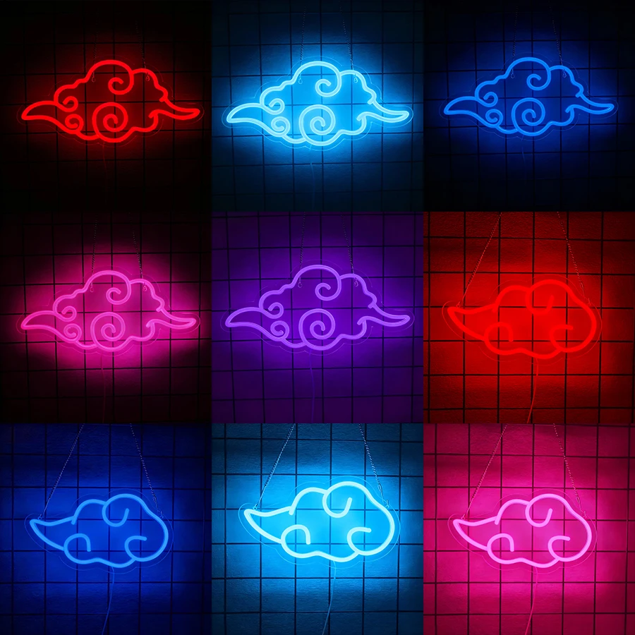 Anime Neon Sign,LED Cloud Neon Lights for Wall Decor,USB Night Light for Teen Boys Room,Bedroom,Game Room,Man Cave,Party Decor