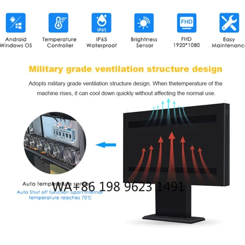 IP66 Waterproof Outdoor LCD Digital Signage 32-65 Inch 10-Point Capacitive Touch 2500cd/m High Resolution Commercial Menu Board