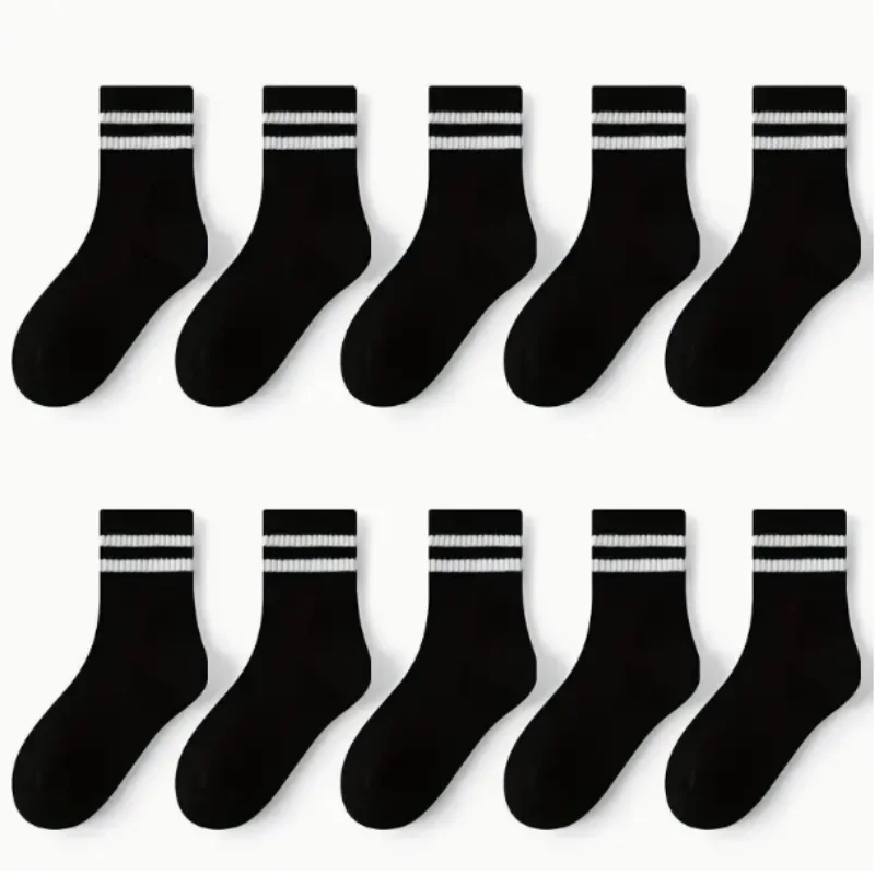 10 pairs of autumn and winter style children breathable simple style college style striped children tube socks men and women