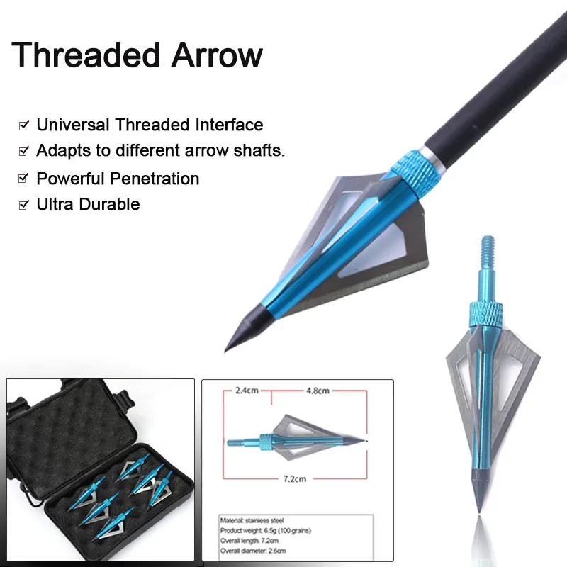 

6 шт., 125 г, 3 лезвия, охотничьи наконечники, ввинчивающиеся наконечники для стрел, используемые на всех стрелках для блочного лука, охоты с изогнутым луком