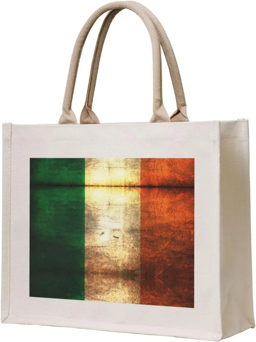 Irish Flag Canvas Tote Bag For Women, Aesthetics Tote Bag Beach Travel Tote Handbags Shopping Daily Working