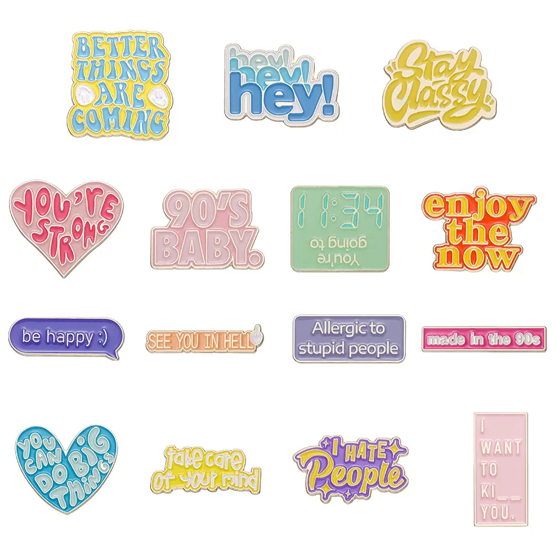 Pins I Hate People 90's Baby Custom Motivational Brooches Lapel Badges Funny Jewelry Gift for Kids Friends Sarcasm Quotes Enamel