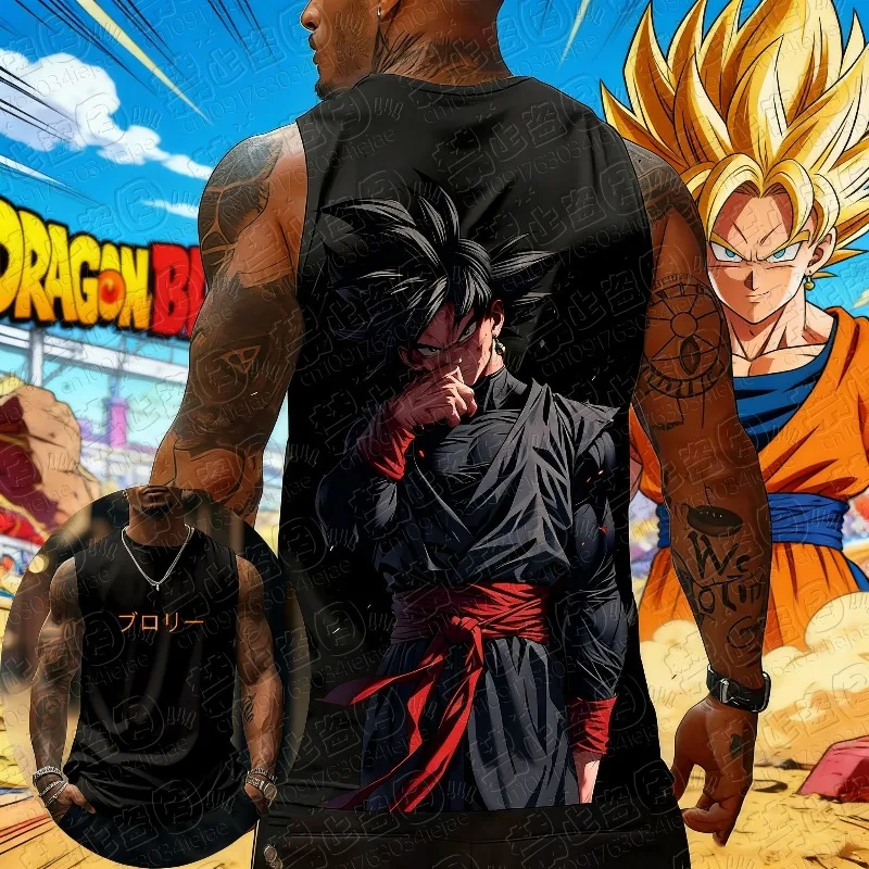 2026 Anime Dragon Ball Z Charaktersymbole Herren-Tanktop, ärmellose Hemden, Sommer, schnell trocknend, bequem, leicht, Übergröße