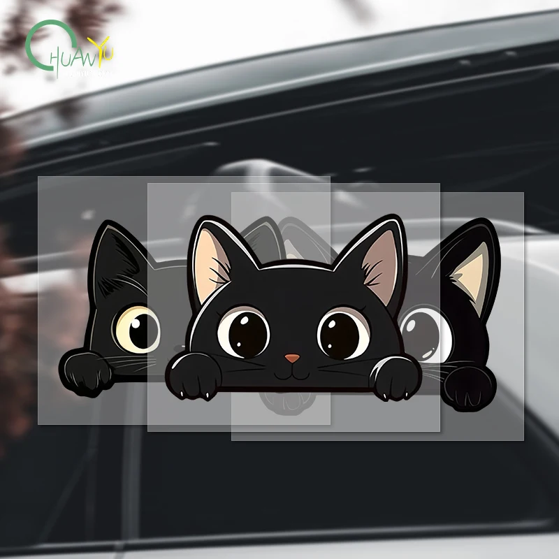 Black kitten cartoon cute car body scratch cover personal creative waterproof electric bike motorcycle sticker decal