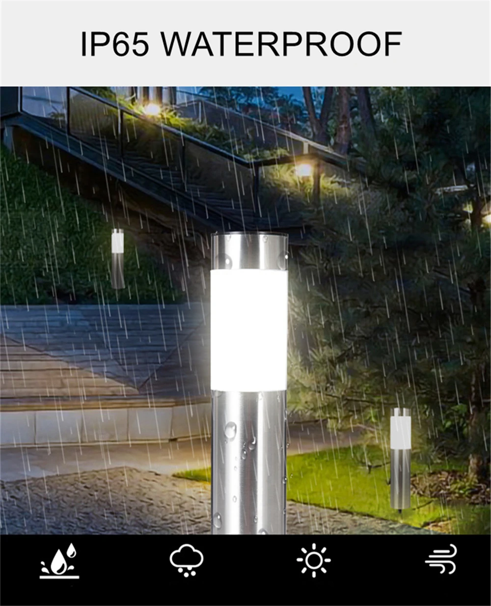 1/2/4 Pack Solar Garden Pathway Lights Outdoor LED Lighting Ground Plug Bollard Light for Patio, Gardens, Pathways,Lawn,Yard