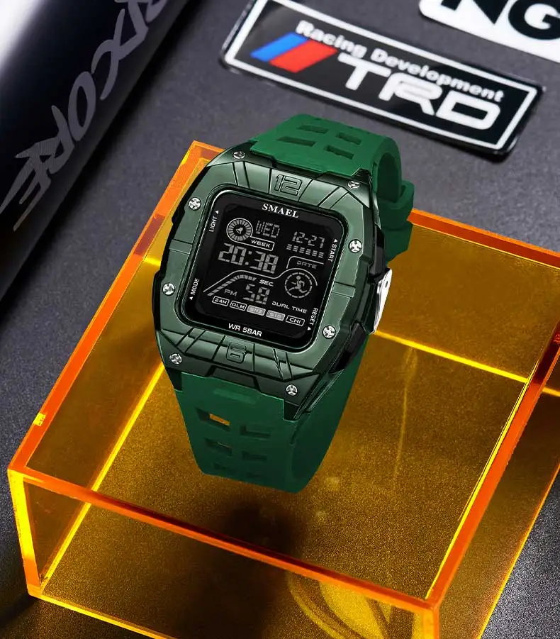SMAEL8127 Marken-Herren-Elektronikuhr Mode Outdoor-Sport Wasserdichtes Zifferblatt Stoppuhr Wecker Digitale LED Elektronische Uhr