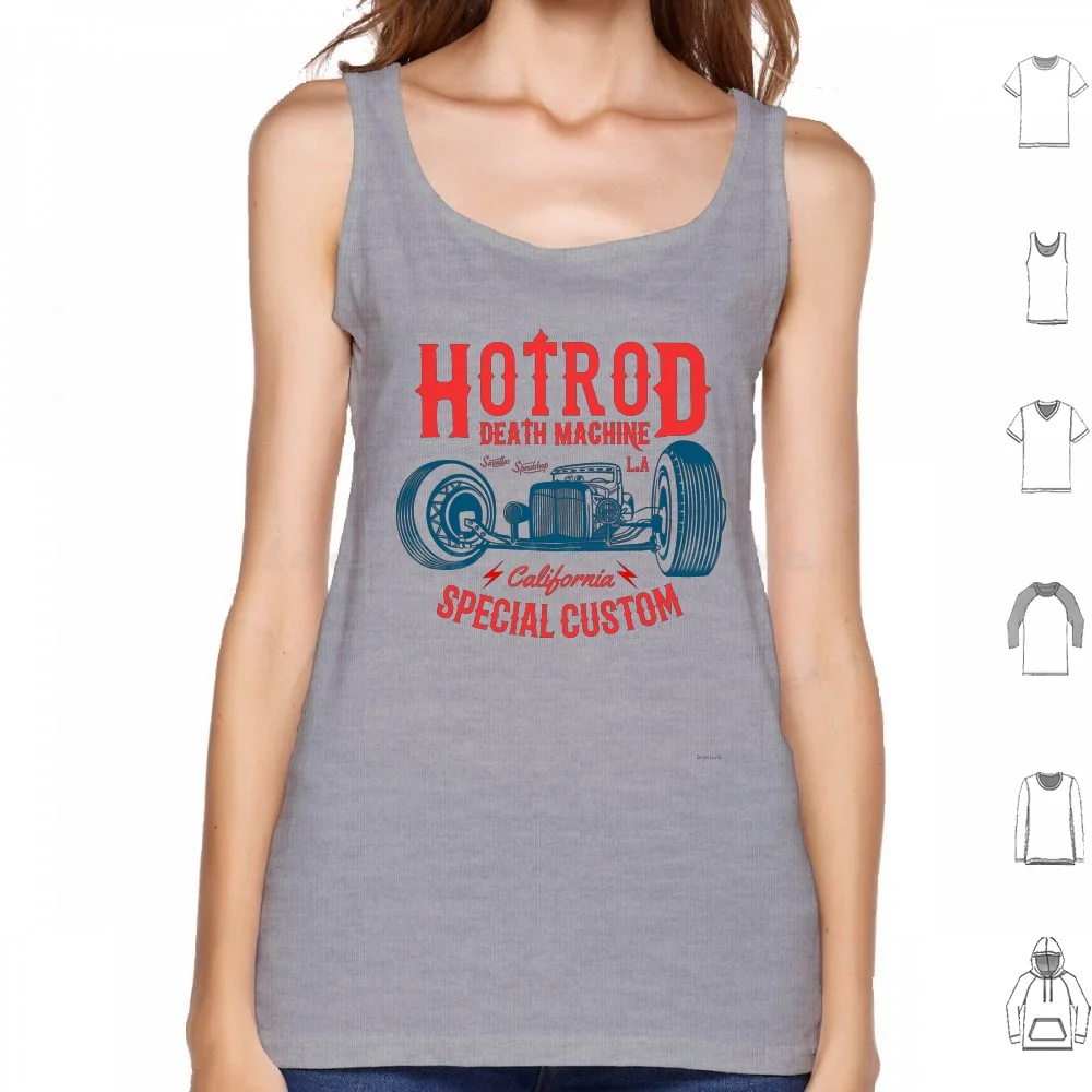 Hot Rod Death Machine Tank Tops Print Cotton Hot Rod Rat Rod Vintage Custom Car Mopar Classic Car Automobile Kustom