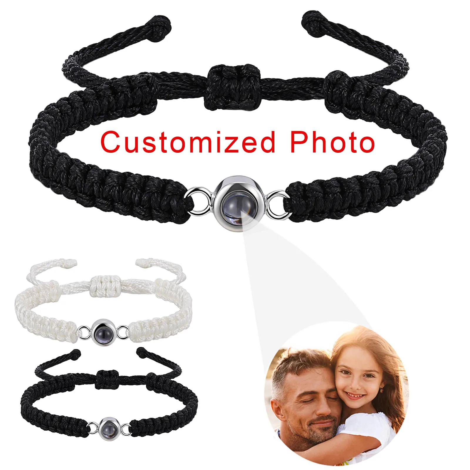 

Custom Photo Bracelet Projection Hand Woven Personalized Photo Bracelet Memory Bracelet Photo Best Friends Forever Gift for Fami