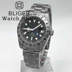 BLIGER New 39mm NH34 Automatic Mechanical GMT Watch For Men Relogio Stainless Steel Sport Watch Sapphire Luminous Deep Waterproo