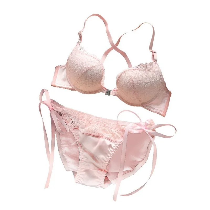 Japanese, European and American sex-willed cute sweet lace girl heart lingerie underwear small bra bra gathered out a set