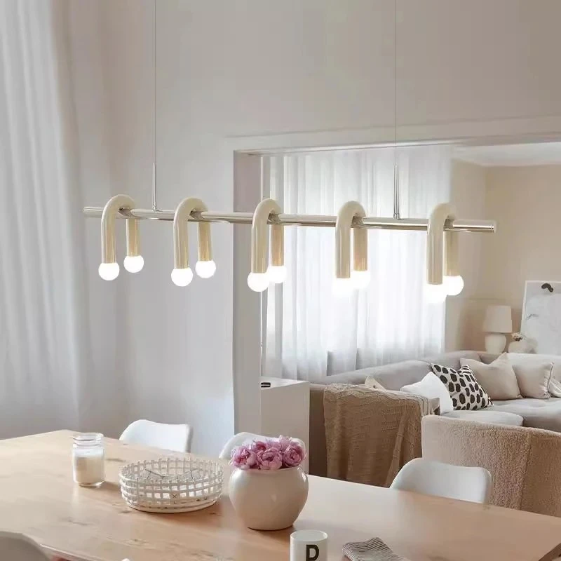 

2025 Cream Style Restaurant Chandelier, Modern Minimalist Designer, Nordic Dining Table And Study Long Strip Chandelier