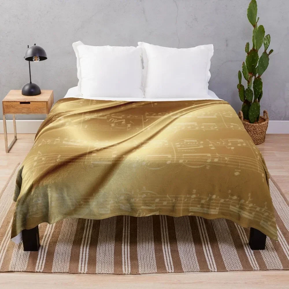 

Music Sheet on Liquid Gold Throw Blanket Polar christmas decoration Giant Sofa Thermals For Travel Blankets