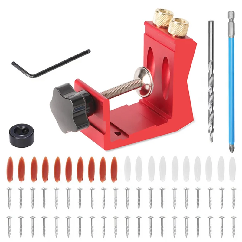 45Pcs Hole Jig Kit Dowel Drill Joinery Screw Kit Carpenters Wood Woodwork Guides Joint Angle Tool Carpentry Locator-A68E
