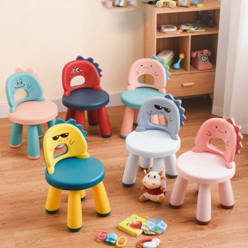 Banco pequeño antideslizante para niños, silla con respaldo, asiento de guardería engrosado de plástico, muebles de dibujos animados