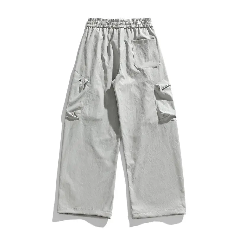 

American Sle Pure Color Men's Workwear Pants Summer Loose Straight Leg Trousers Low Waist Casual Pants for Young Men