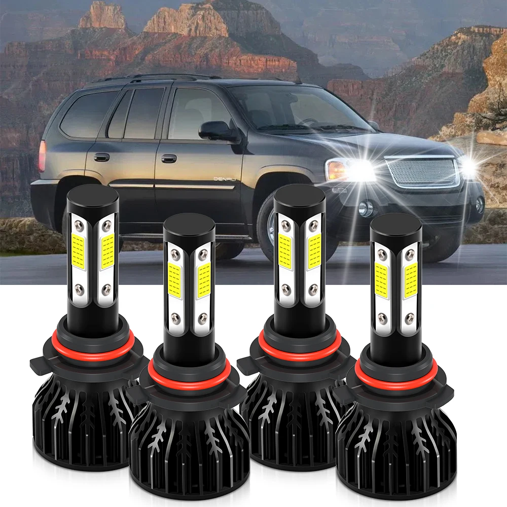 For GMC Envoy 2002-2005 2006 2007 2008 2009 LED Headlight Combo Kit 4PCS High Low Beam Bulbs Super Bright 9005 9006 120W 20000LM