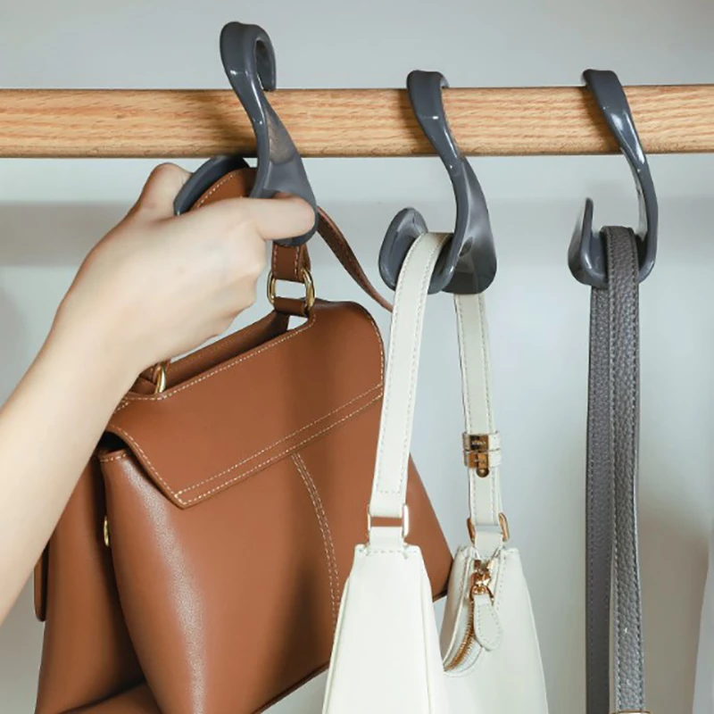 2PC Plastic Hanging Storage Rack Multifunctional Anti-Damage Closet Rod Purse Handbag Hanger Hooks Handbag Organizer Wardrobe
