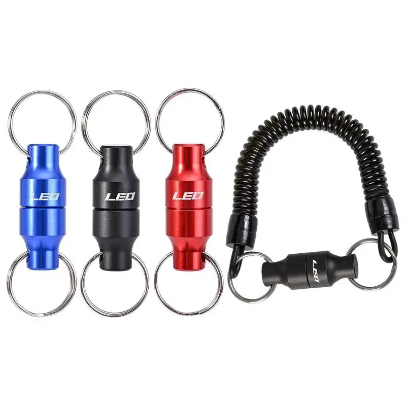 Magnetic Net Release Holder With Coiled Lanyard Fly Fishing Tools Strong Magnet Carabine Fast Buckle Anti-Drop Rope Accessories