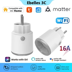 Matter wifi Smart Plug 16A con Power Monitor Smart Socket Tuya Home Appliance lancent Outlet funziona con Homekit Alexa Google