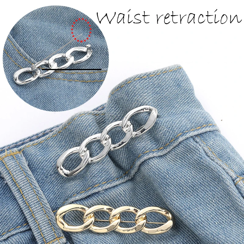[FE] Simple Detachable Pants Clips Adjustable Waist Buckle Nail-free Metal Pins Button For Girls Jeans Waist Tightener